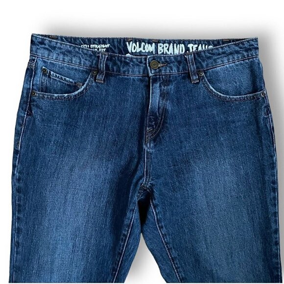 Volcom Womens 1991 Straight Jeans Sz 31 Blue No Stretch Denim Slim Ankle Fit - Picture 7 of 12